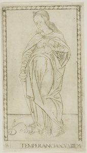 Temperance, skylt 34 från Genii and Virtues av Master of the E Series Tarocchi