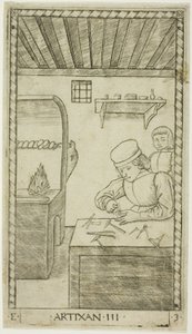 The Artisan, tallrik tre från The Ranks and Conditions of Men av Master of the E Series Tarocchi