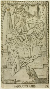 Kejsaren, plåt nio av The Ranks and Conditions of Man av Master of the E Series Tarocchi