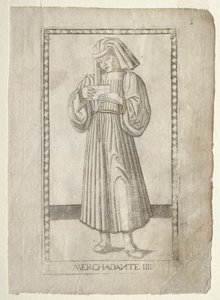 The Merchant from the Tarocchi, serie E: Conditions of Man, #4, före 1467. av Master of the E Series Tarocchi