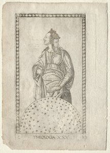 Teologi från Tarocchi, serie C: Liberal Arts, #30, före 1467. av Master of the E Series Tarocchi