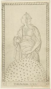 Teologi, tavla 30 från Arts and Sciences av Master of the E Series Tarocchi