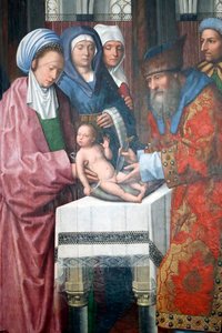 Evora Museum. Evoras altartavla mästare. Kristi omskärelse. Olja på panel. Flamländska skolan 1500. Portugal.