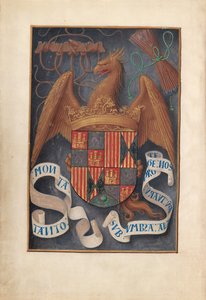Hours of Queen Isabella the Catholic, Queen of Spain: Fol. 1v, Isabel la Católicas vapen och motto