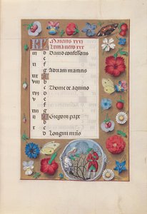 Hours of Queen Isabella the Catholic, Queen of Spain: Fol. 4r, mars, c. 1500. av Master of the First Prayerbook of Maximillian