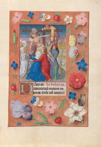 Hours of Queen Isabella the Catholic, Queen of Spain: Fol. 73r, Nedstigning från korset, ca. 1500. av Master of the First Prayerbook of Maximillian