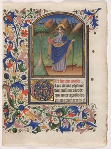 Blad från en timbok: Saint James the Greater, ca. 1440-1450. av Master of the Gold Scrolls