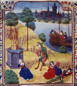 Lägg till 35322 fol.227v Ephigenia och Cimone, från Giovanni Boccaccios (1313-75) 