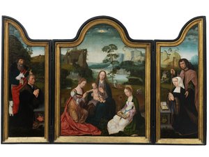 Jungfru och barn med St. Catherine och St. Barbara, ca 1520-25 (olja på panel)