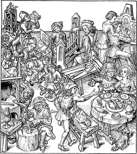 Merkurius och hans barn. Illustration från Husboken, 1480-talet