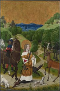Sankt Huberts omvändelse. Slutare från Werdens altartavla, ca 1485 av Master of the Life of the Virgin