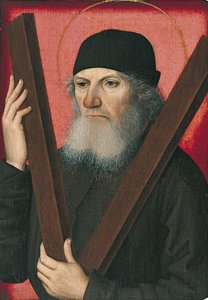 Porträtt av en man som Saint Andrew av Master of the Magdalen Legend