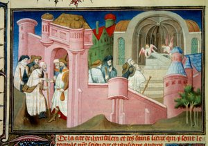 Pilgrimer besöker den heliga gravens kyrka och Kristi grav i Jerusalem Miniatyr i "" Liber de quibusdam ultramarinis partibus et praecipue de Terra sancta "" av William av Bol