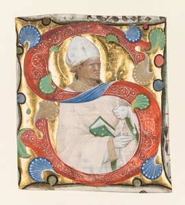 Inledande S från en Gradual: St. Augustine, ca. 1420.