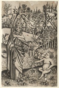 St. Augustinus och barnet vid havet, ca. 1465-1469. av Master of the Nuremberg Passion
