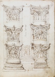 Sex versaler, en lesene och två kolumnbaser, c1512-1517 av Master of the Oxford Album