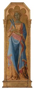 St. Corona, ca.1350 (tempera på panel, guldslipad)rnrnr 155 x 48