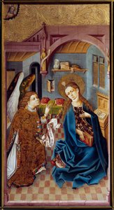 Bebådelsemålningen av mästaren på övre Rhen (1400-talet) 1460 Lyon, Musee des Beaux Arts av Master of the Rhine