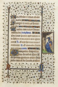 Ms 62 f.132r Personifiering av Necromancy som sticker en bok, från 