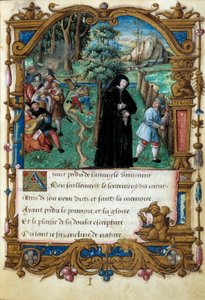 Representation av drottningen av Navarra Margarita av Angoulema (1492-1549), artig kärleksscen. Sidan hämtad från manuskriptet "" La coche ou Debat d