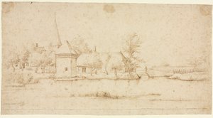 Landskap med en Moated Village, 1559-1561. av Master of the Small Landscapes