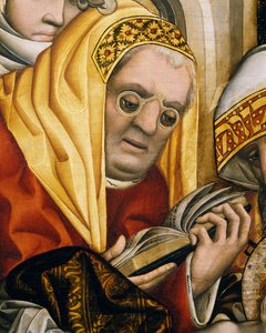 Präst med glasögon, detalj från Kristi omskärelse av Master of the Tucher Altarpiece