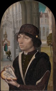 Ung man som håller en bok, ca. 1480. av Master of the View of Sainte