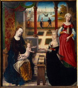 Jungfru och Sankta Maria Magdalena Målning av Mästaren över utsikten över Sainte-Gudule (1400-talet) (ec.flam.) 1475 Lièges konstmuseum
