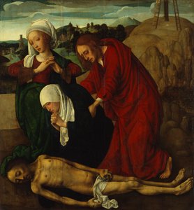 Klagovisan över den döde Kristus, ca 1490 (olja på pannå) av Master of the Virgo Inter Virgines