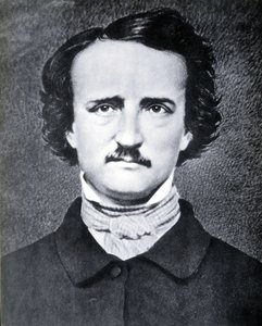 Porträtt av den amerikanske författaren Edgar Allan Poe (1809 - 1849) fotografi av Brady på 1800-talet.