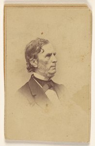 Oidentifierad man med grånande skägg, utan mustasch, i profil, tryckt i vinjettstil av Mathew B. Brady