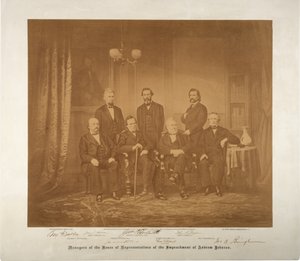 Chefer för riksdagens representanthus, 1868 (sepiafoto)