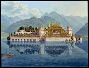 De terrasserade trädgårdarna, Isola Bella, Lago Maggiore, Italien, 1819