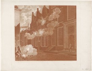 Beskjutning av Lucas van Stevenincks hus, 1787 av Mathias de Sallieth