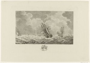 Holländsk flotta i stormen, 1784 av Mathias de Sallieth