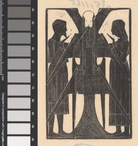 Man och kvinna bredvid en bevingad figur I en avlägsen värld (originaltitel)