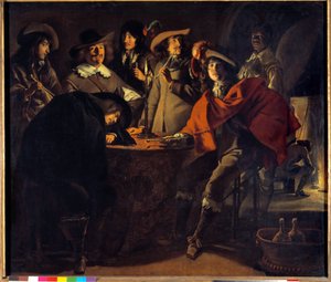 La Tabagie ou le corps de garde Målning av Mathieu Le Nain (Lenain) (1607-1677) 1600-talet sön. 1,17x1,37m