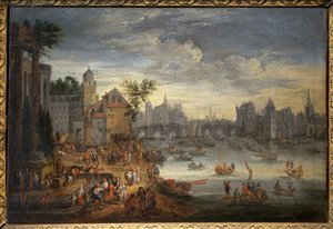 Utsikt över Paris med Pont Neuf. Målning tillskriven Mathieu Schoevaerdts (slutet av 1600-talet), olja på duk