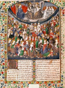 Den himmelska domstolen eller regera evig lycka Miniatyr hämtad från "" De civitate dei"" (Guds stad) av Saint Augustine of Hippo (354-430) av Master Francois (1400-talet) 1470 Chantilly, museum conde