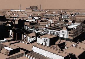 Croydon View, 2016 (akrylfärg på kartong)