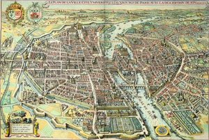 Plan över Paris 1615. Gravyr av Mathieu Merian
