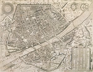 Karta över Florens, 1595 av Matteo Florimi
