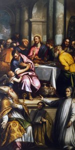 Den sista måltiden med den helige Apollinaris och den helige Lorenzo Giustiniani, slutet av 1600-talets början av 1600-talet (olja på duk) av Matteo Ingoli