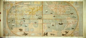 Kunyu Wanguo Quantu-karta över världens myriader av länder, 1602. av Matteo Ricci