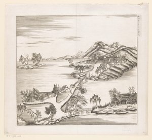 Vy över en del av det kejserliga sommarpalatset i Chengde (Jehol) i Kina