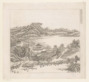 Vy över en del av det kejserliga sommarpalatset i Chengde (Jehol) i Kina av Matteo Ripa