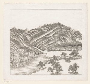 Vy över en del av det kejserliga sommarpalatset i Chengde (Jehol) i Kina