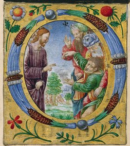Cutting from a Missal: Initial O with Christ Performing an Exorcism, ca. 1520.