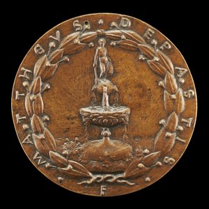 Fontän översatt av en naken mansfigur [omvänd], c. 1446.