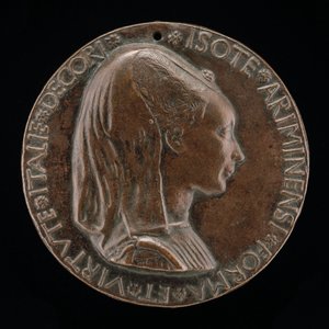 Isotta degli Atti, 14321433-1474, älskarinna 1446, sedan hustru efter 1453, till Sigismondo Malatesta [obv